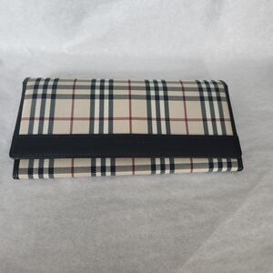 BURBERRY Beige Black Red NOVA Check Wallet CLEAN